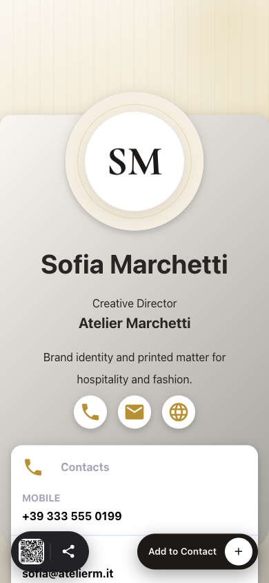 Preview of Ivory Card — Light vCard