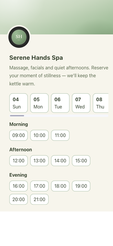 Preview of Serene Hands — Spa Booking
