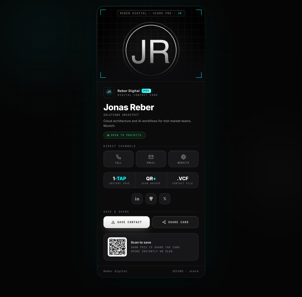 Preview of vCard Pro — Liquid Glass