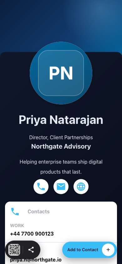 Preview of Azure Card — Corporate vCard