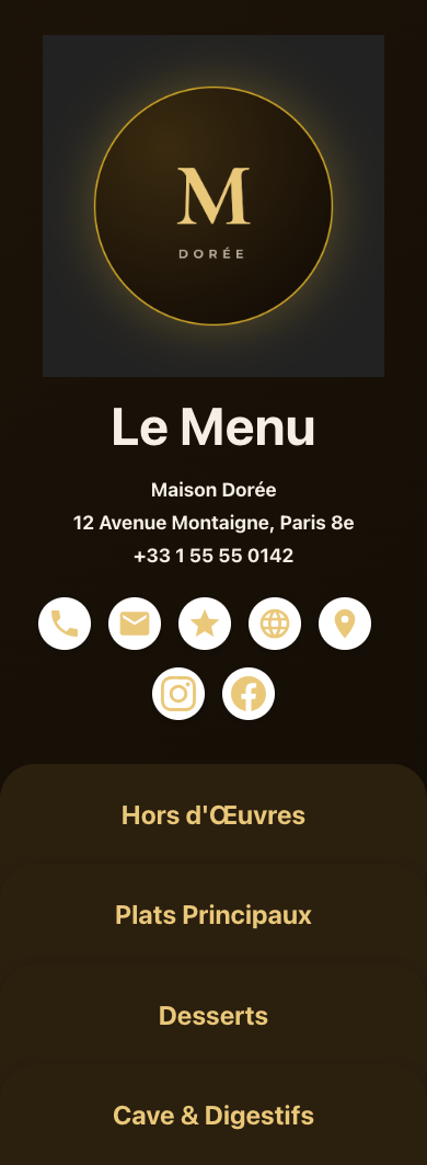 Preview of Maison Dorée — Fine Dining Menu