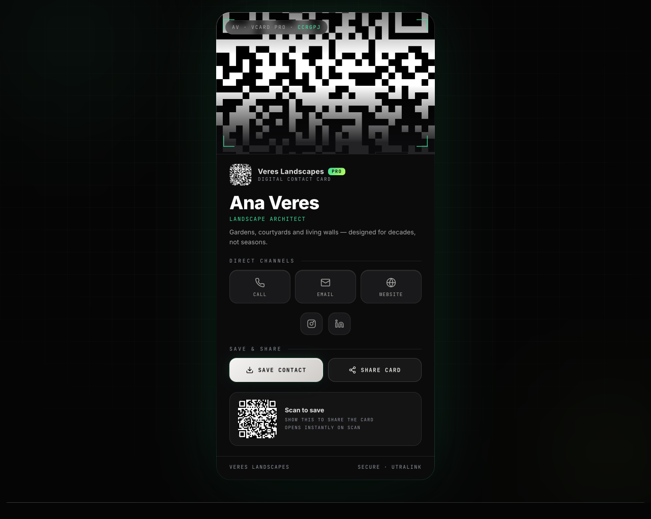 Preview of vCard Pro — Verdant